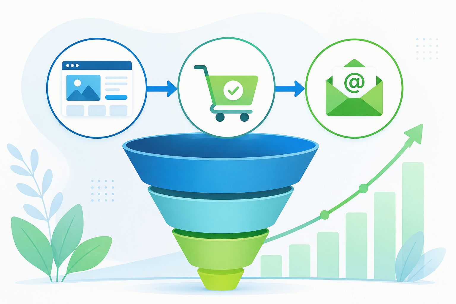 Kajabi conversion optimization dashboard showing landing page, checkout, and email funnel improvements