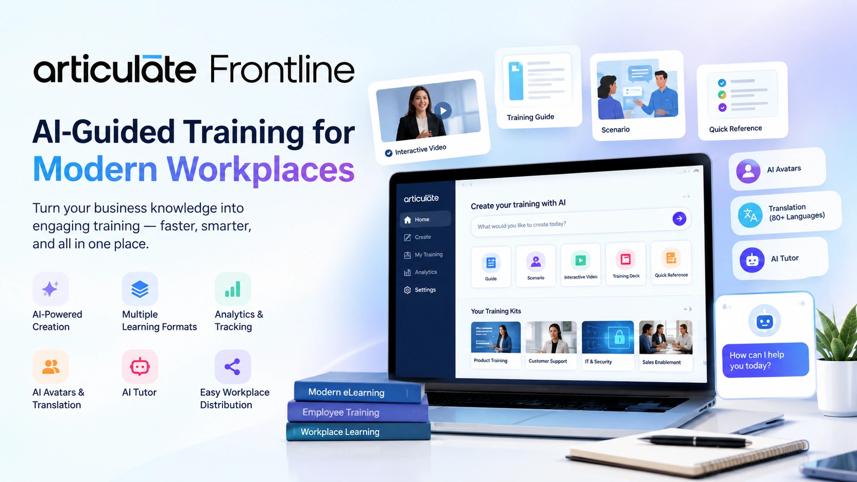 Articulate Frontline AI employee training platform features and benefits