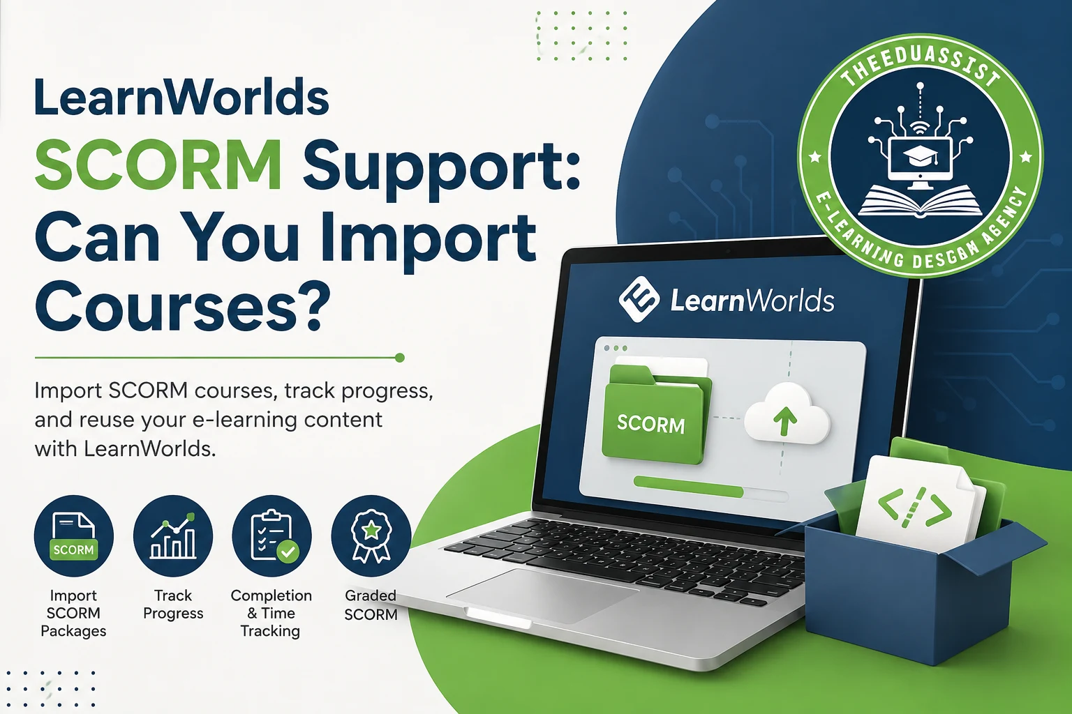 LearnWorlds SCORM support for importing and tracking SCORM courses