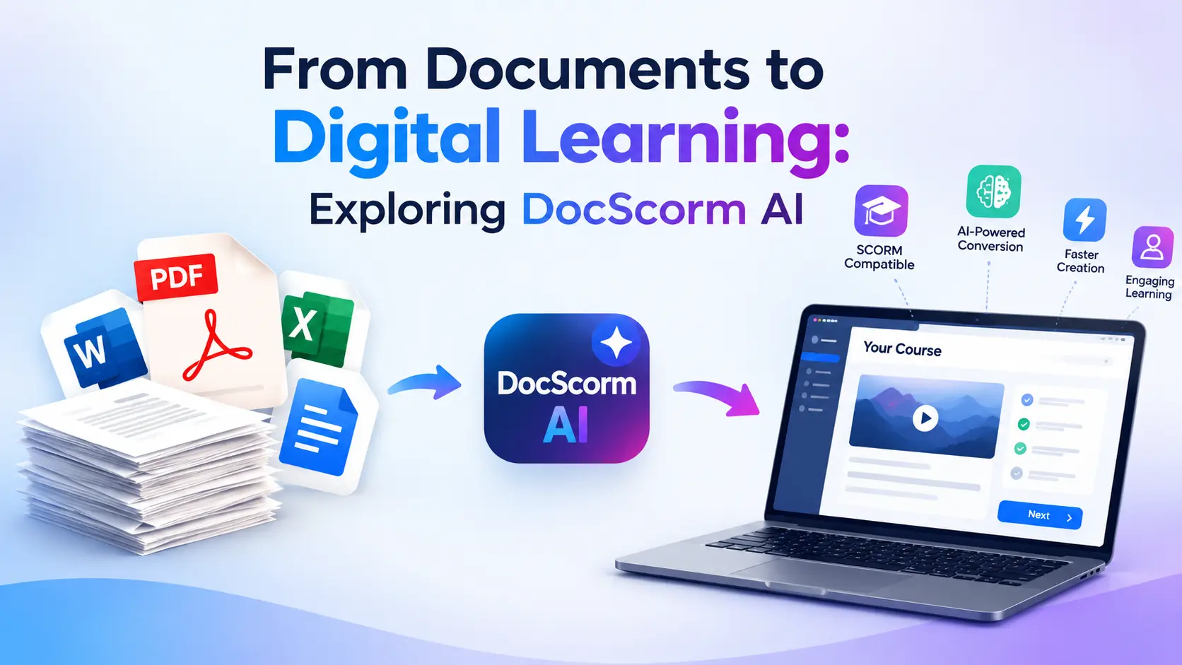 AI-assisted digital training workflow transforming documents into structured e-learning courses  Copy alt text