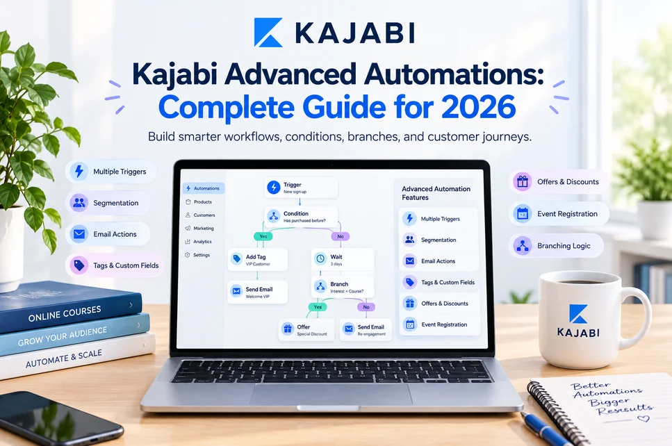 Discover Kajabi: The Most Popular Platform of eLearning world illustration and implementation overview