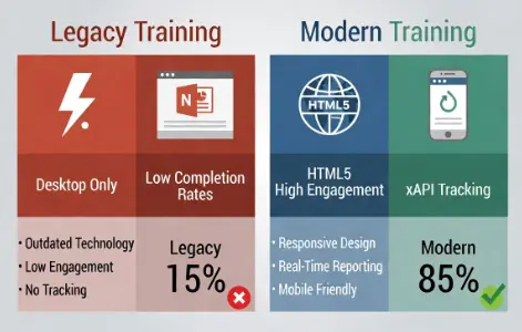 Legacy content conversion for modern eLearning training