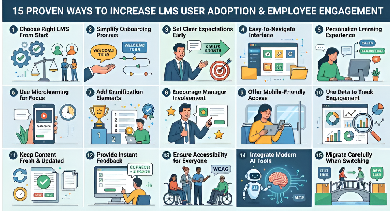 LMS user adoption strategies for increasing employee engagement
