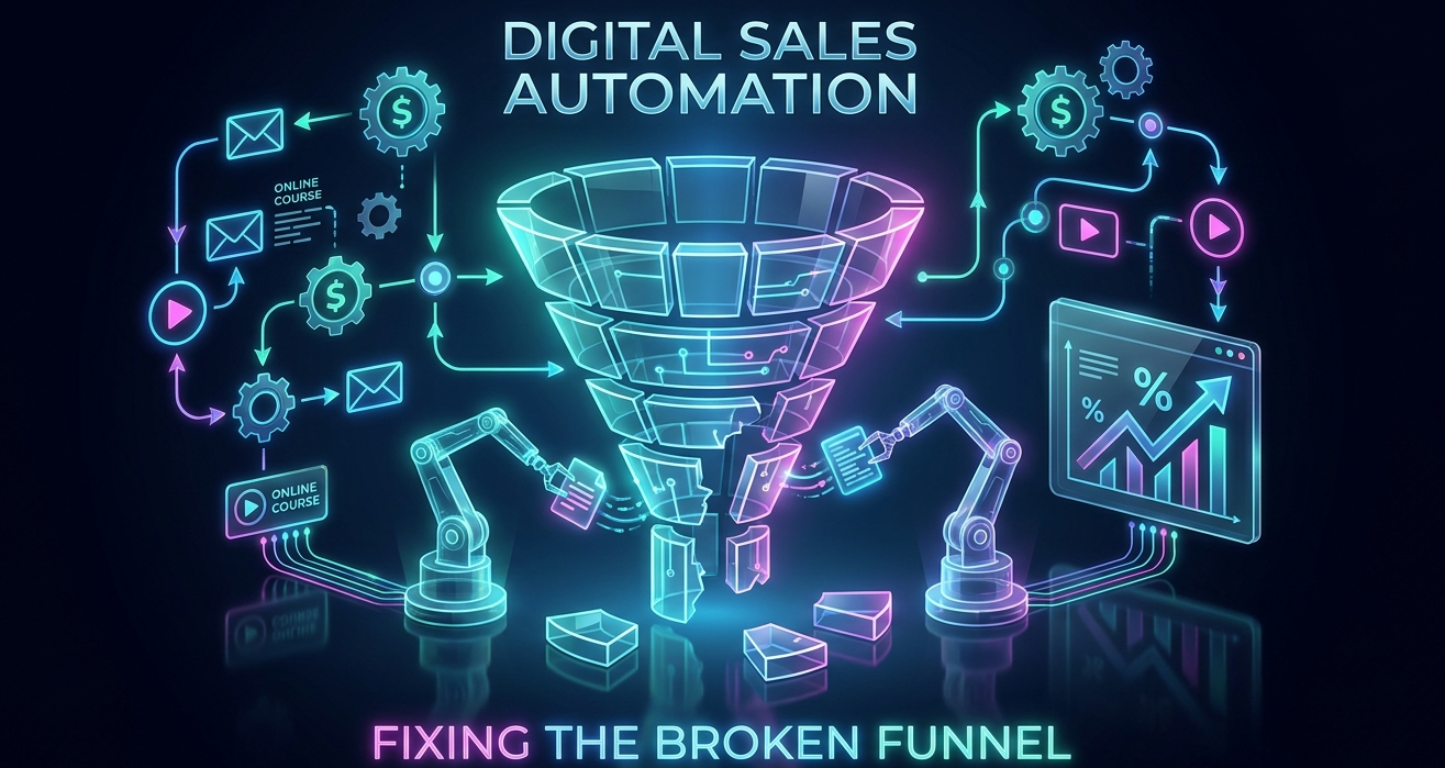 Kajabi sales automation funnel showing lead nurturing, email sequences, and customer journey stages