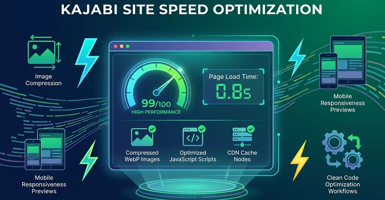 Kajabi Website Speed Optimization: Strong Tips by The EduAssist illustration and implementation overview