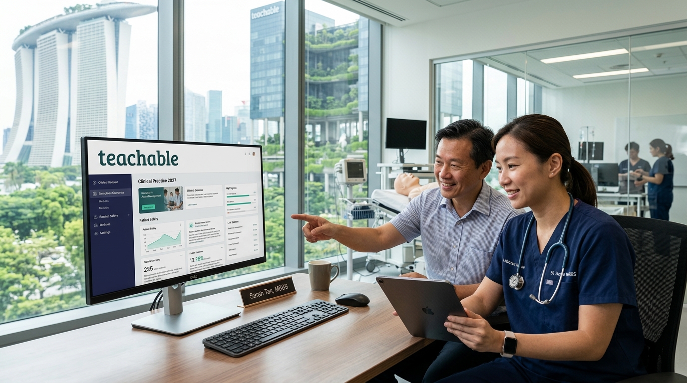 Singapore healthcare professionals and clinical educators using Teachable LMS for medical education in 2027