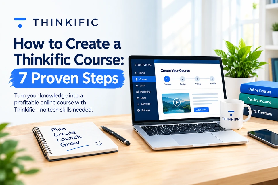 How to Create a Thinkific Course: 7 Proven Steps to plan, build, launch, and grow an engaging online course.